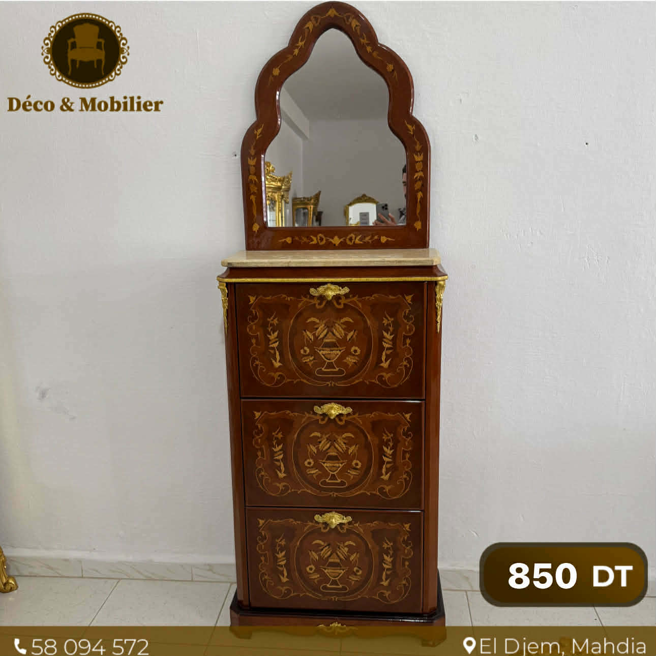 Coiffeuse Louis XV avec Miroir – Collection Élégance Classique - Deco et mobiler