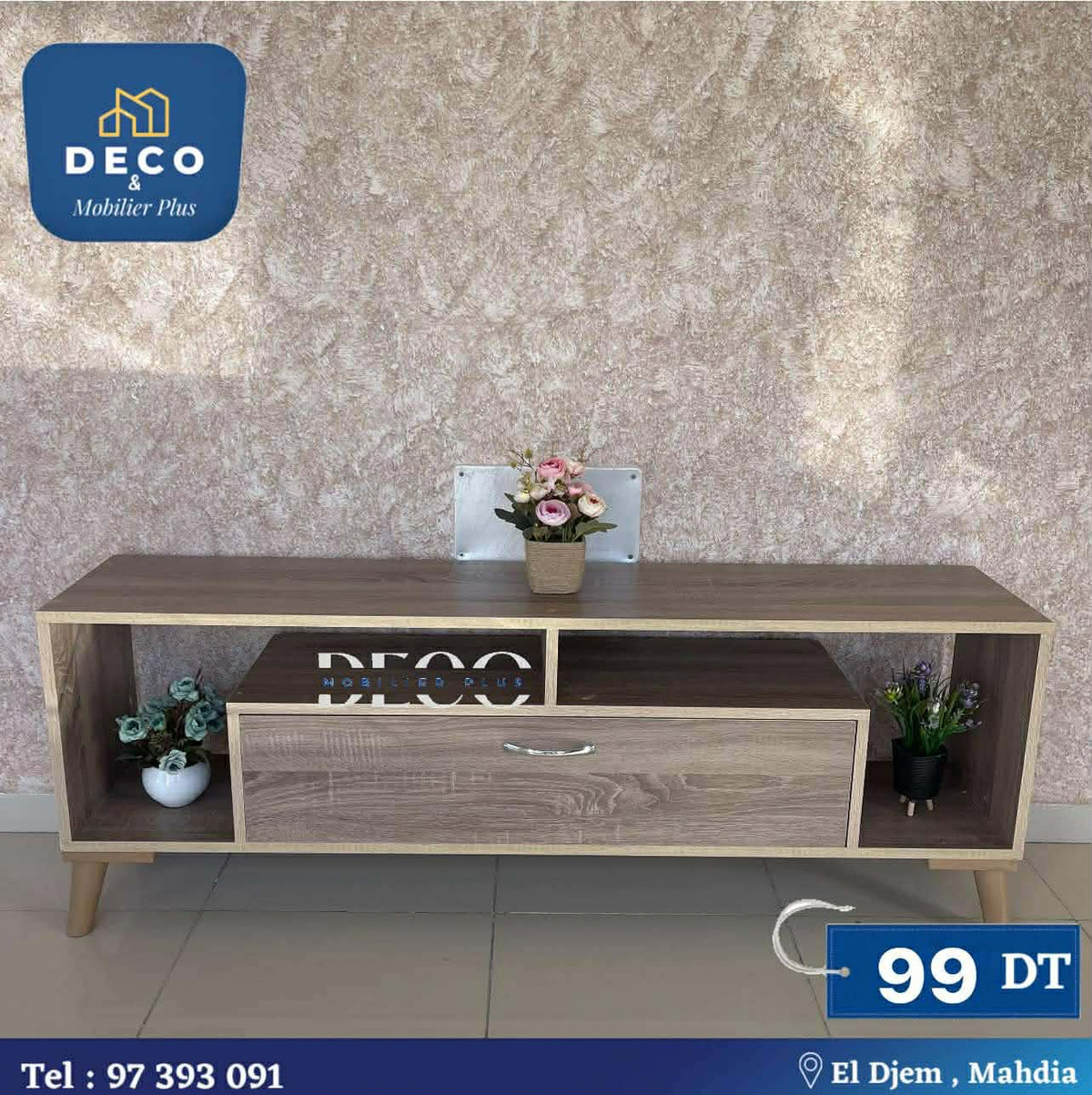table tv grège 1 grège - Deco et mobiler