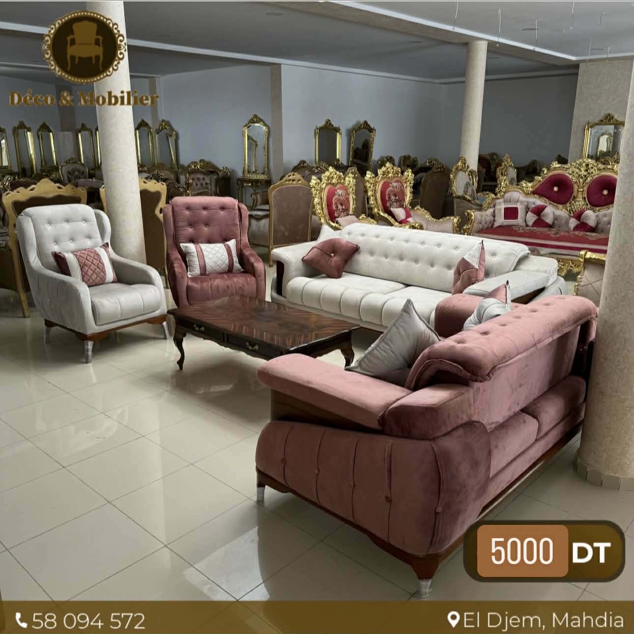 Salon Moderne Rose & Crème – Collection Élégance Douce - Deco et mobiler