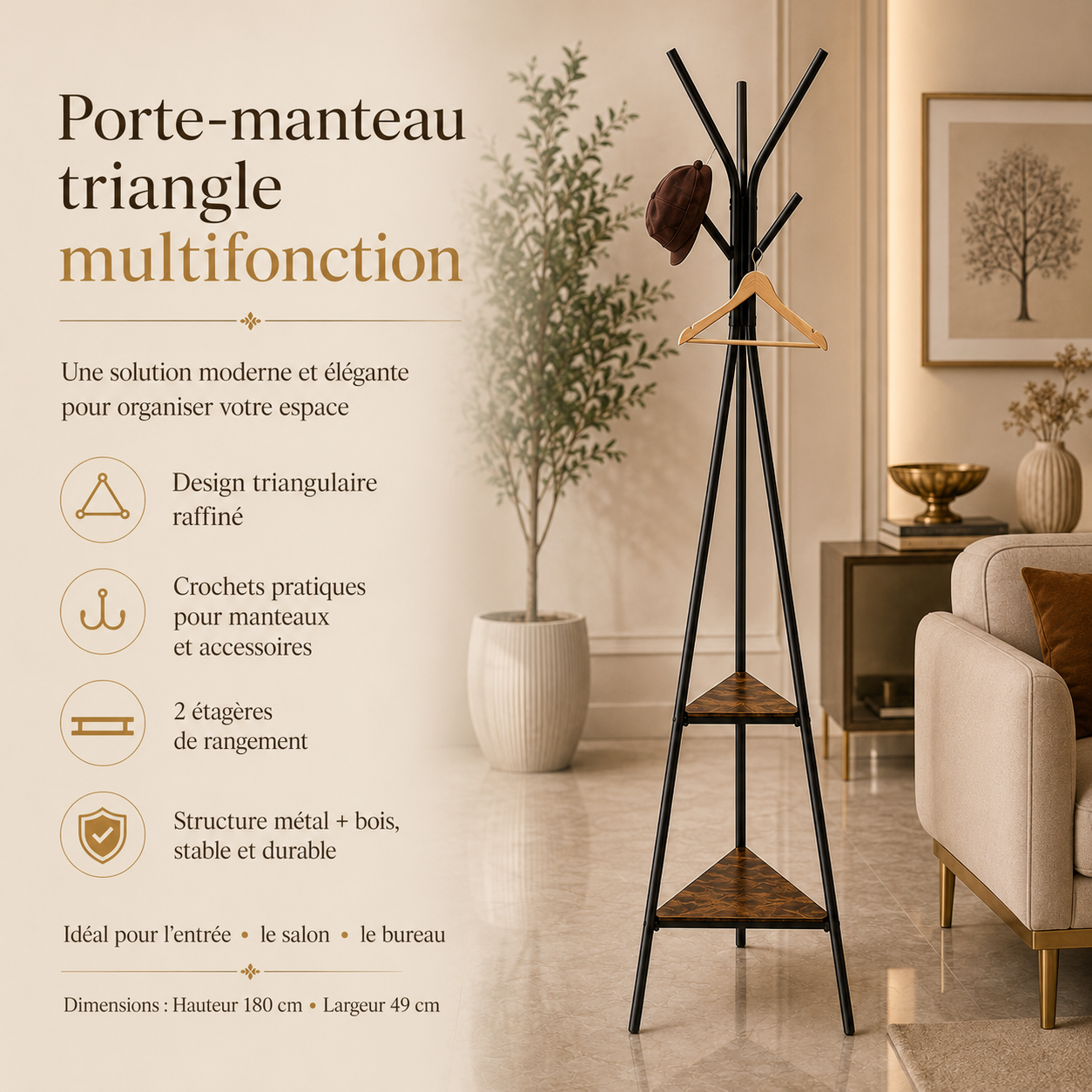 Portemanteau Triangle – Style Moderne & Rangement Malin 12-6