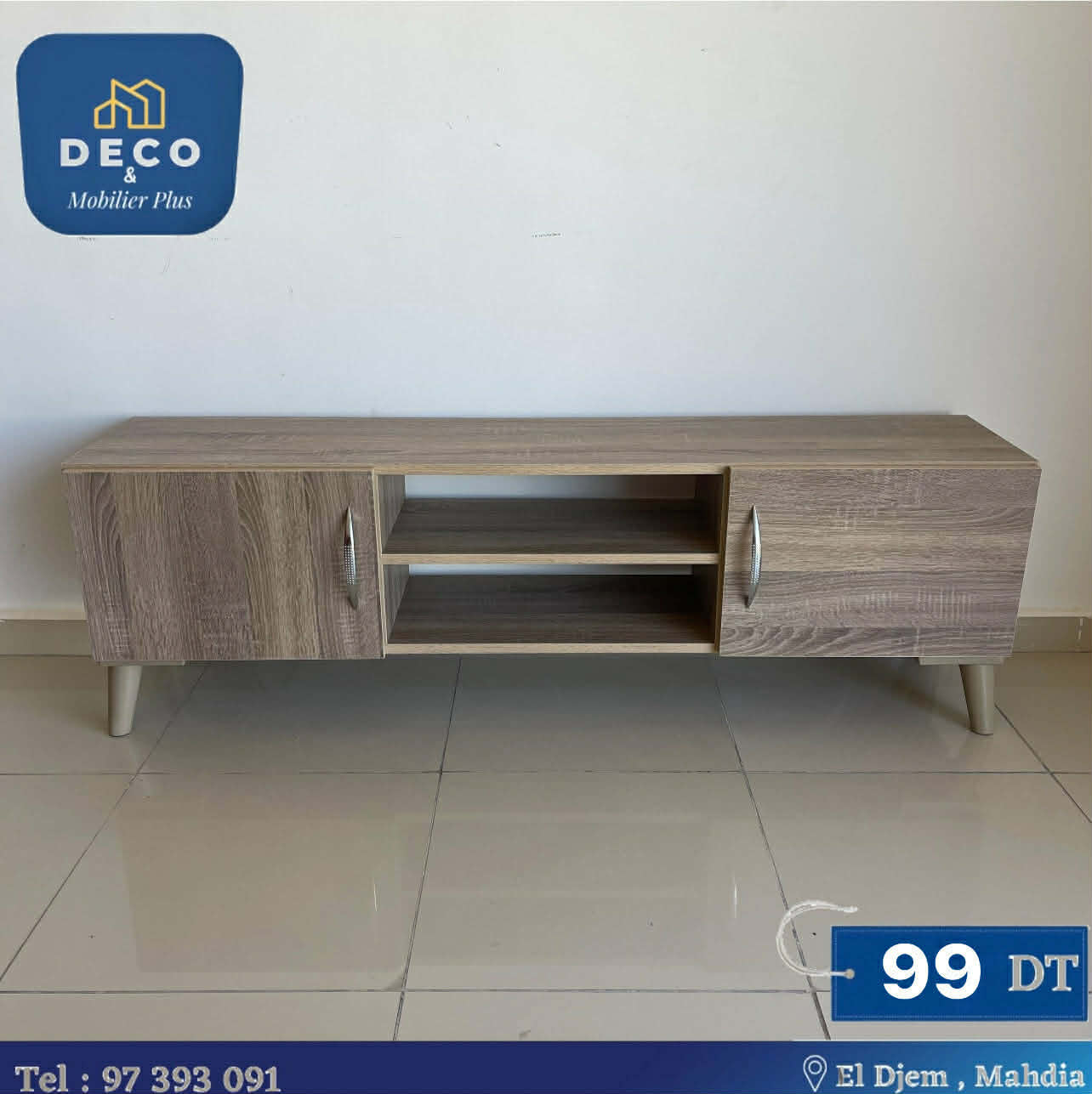 table tv grège 2 grège 1m40 - Deco et mobiler