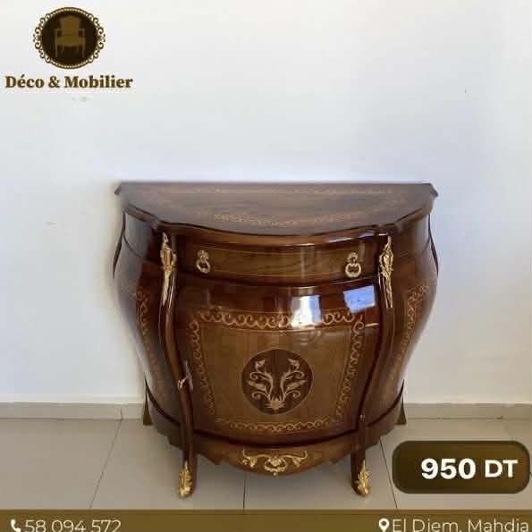 Console Demi-Lune Marquetée – Finition Luxe Brillant - Deco et mobiler
