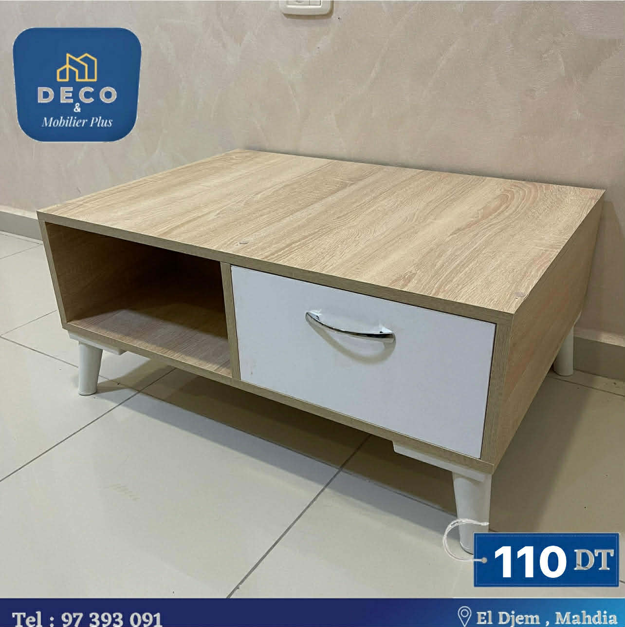table basse beige 1 blanc - Deco et mobiler