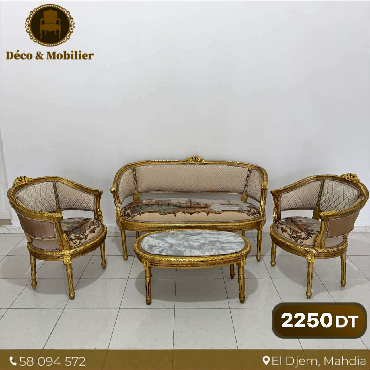 Salon Louis XVI Doré – Collection Élégance Classique - Deco et mobiler