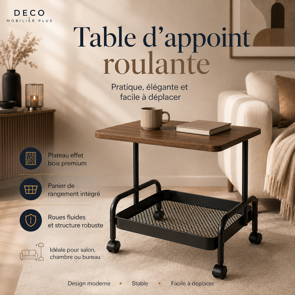 Table d'appoint roulante 12-1