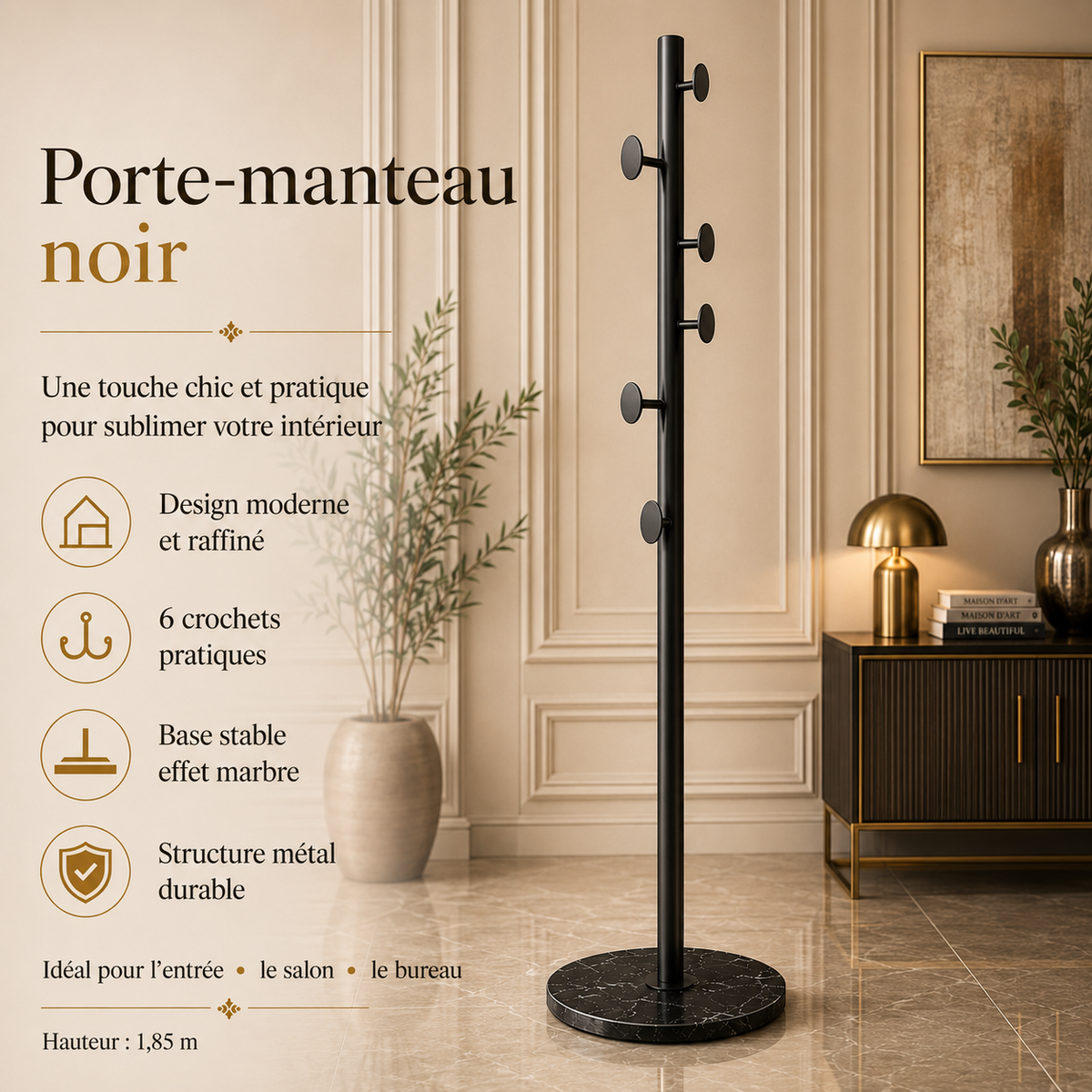 Porte-Manteau sur Pied Métal – 1,85 m 6-10-11
