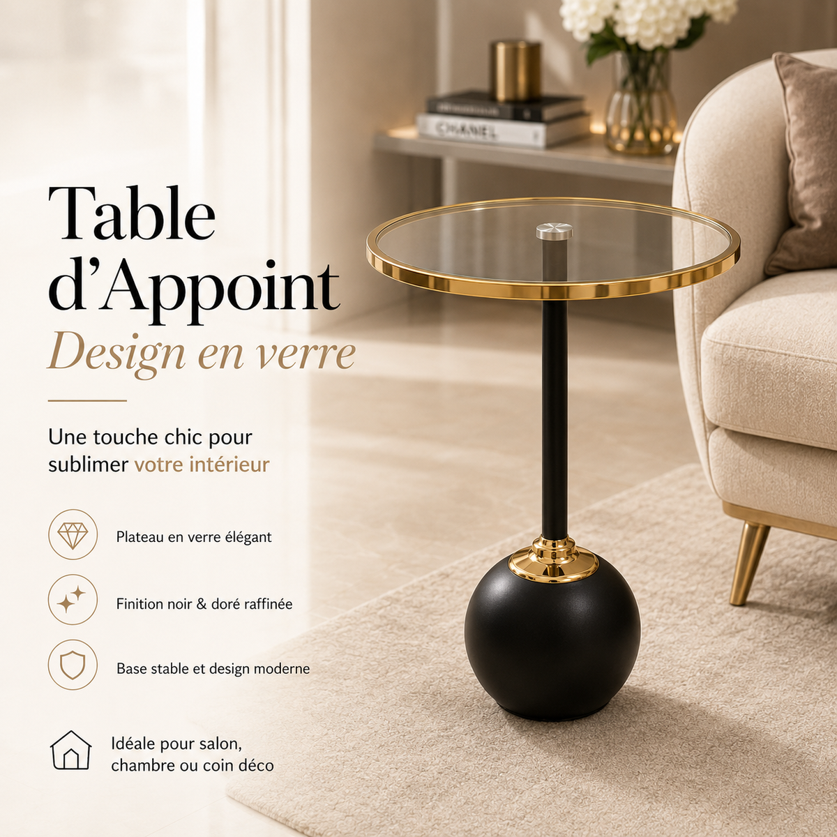 Table d'appoint Design en Verre 6-3-4