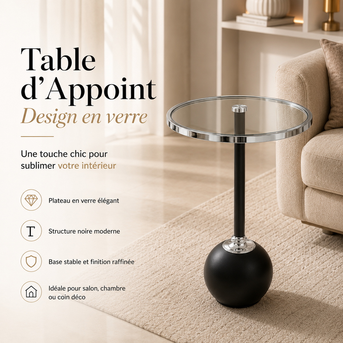 Table d'appoint Design en Verre 6-3-4