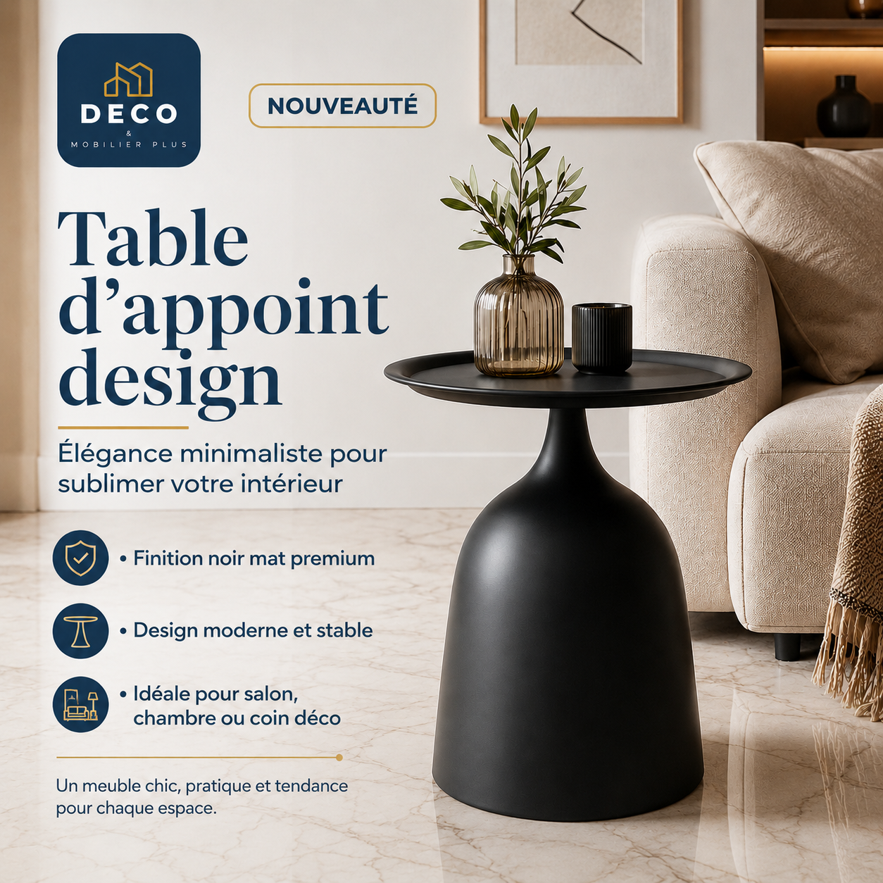 Table d'appoint design – Noir Mat Premium 6-1