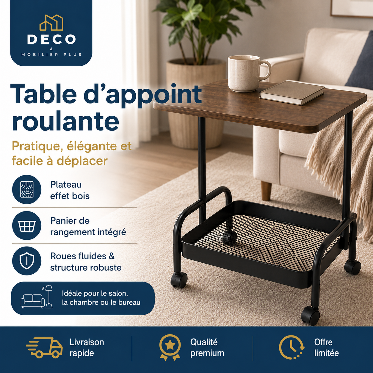 Table d'appoint roulante 12-1